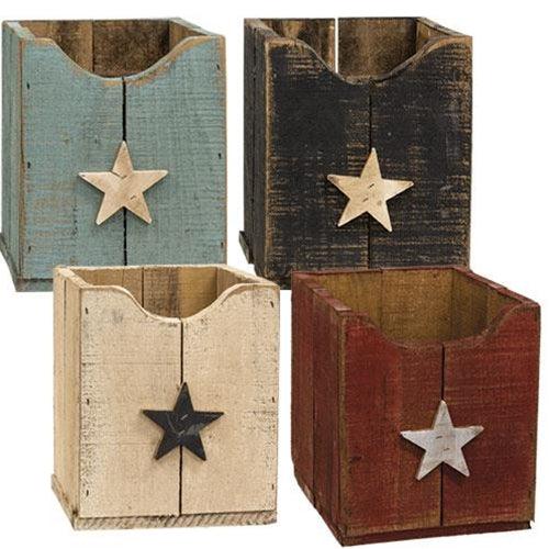 Large Rustic Wood Pallet Planter w Star 4 Asstd - The Fox Decor