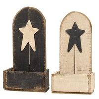 Large Rustic Wood Rounded Shelf w Star 2 Asstd - The Fox Decor