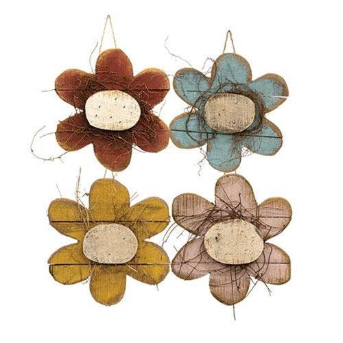 Rustic Wood Hanging Spring Flower 4 Asstd - The Fox Decor