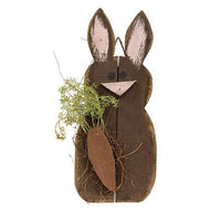 Thumbnail for Rustic Wood Hanging Chocolate Bunny w Carrot - The Fox Decor