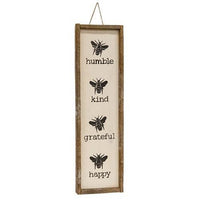 Thumbnail for Bee Humble Kind Grateful Happy Vertical Framed Sign - The Fox Decor