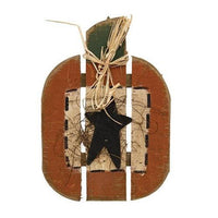 Rustic Wood Small Slat Pumpkin 2 Black Star 2 Asstd - The Fox Decor