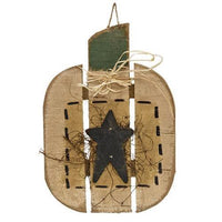 Rustic Wood Small Slat Pumpkin 2 Black Star 2 Asstd - The Fox Decor