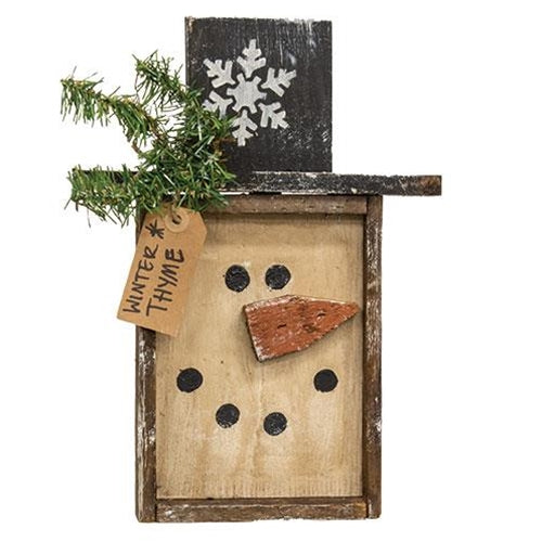 Rustic Wood Winter Thyme Snowman Frame