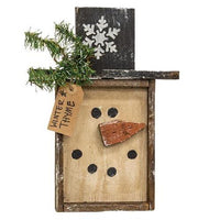 Rustic Wood Winter Thyme Snowman Frame - The Fox Decor