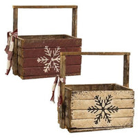 Rustic Lath Snowflake Tote 2 Asstd - The Fox Decor