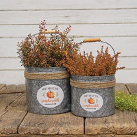 2 Set Meet Me At the Pumpkin Patch Jute Wrapped Buckets - The Fox Decor