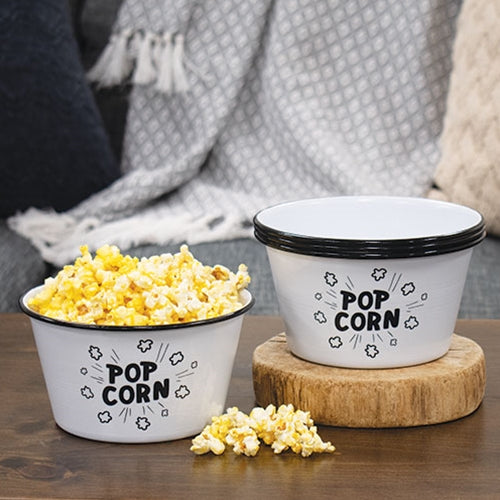 4 Set Small Enamel Popcorn Art Bowls