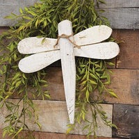 Rustic White Small Wooden Dragonfly - The Fox Decor