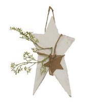 Thumbnail for Rustic Wood Whitewashed Primitive Star w Star Tag Medium - The Fox Decor