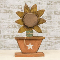 Potted Wood Sunflower on Base 16.5