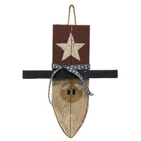 Rustic Distressed Wood Uncle Sam Ornament w Ribbon - The Fox Decor