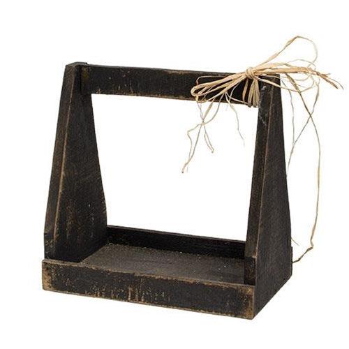 Black Rustic Wood Small Worker's Tote - The Fox Decor