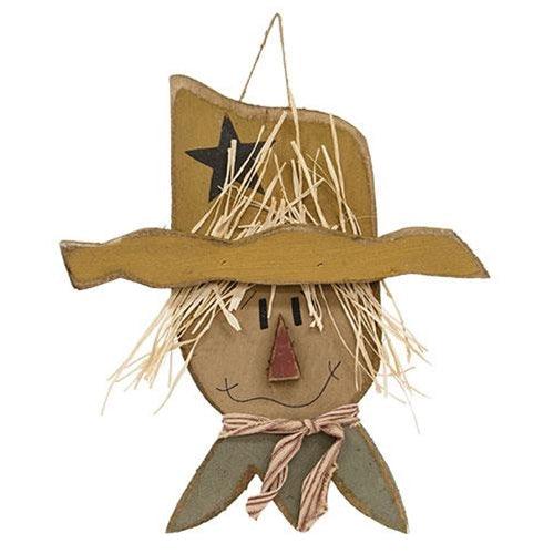 Rustic Wood Frilled Collar Hanging Scarecrow Head - The Fox Decor