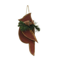 Rustic Wood Chunky Hanging Cardinal w Pine & Bow Small - The Fox Decor