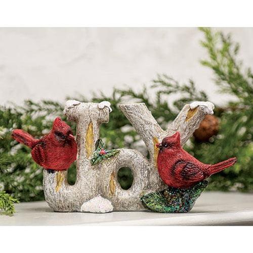 Resin Joy Branch Table Sitter w Cardinals