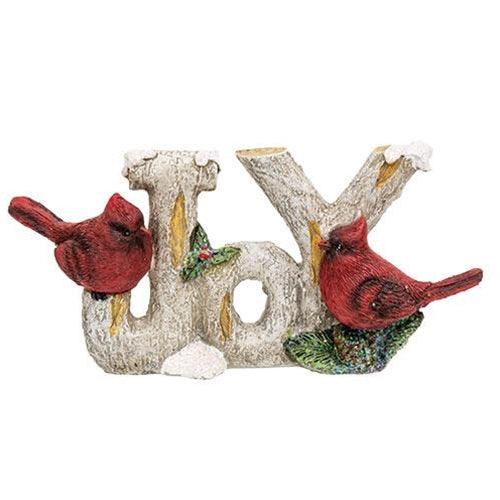 Resin Joy Branch Table Sitter w Cardinals - The Fox Decor
