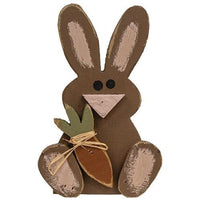 Rustic Wood Sitting Baby Bunny w Carrot 3 Asstd - The Fox Decor