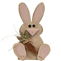 Rustic Wood Sitting Baby Bunny w Carrot 3 Asstd - The Fox Decor
