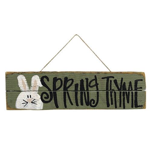 Spring Thyme Green Hanging Sign w Bunny - The Fox Decor