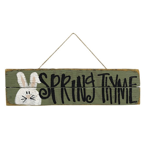 Spring Thyme Green Hanging Sign w Bunny