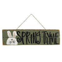 Spring Thyme Green Hanging Sign w Bunny - The Fox Decor