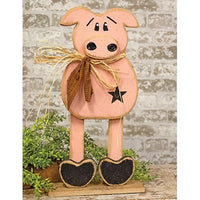 Thumbnail for Rustic Wood Skinny Leg Pig on Base - The Fox Decor