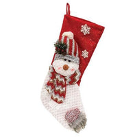 Thumbnail for Plush Snowman Stocking 3 Asstd - The Fox Decor