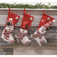 Thumbnail for Plush Snowman Stocking 3 Asstd - The Fox Decor