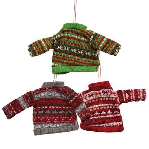Cozy Knit Sweater Ornament 3 Asstd - sold individually - The Fox Decor