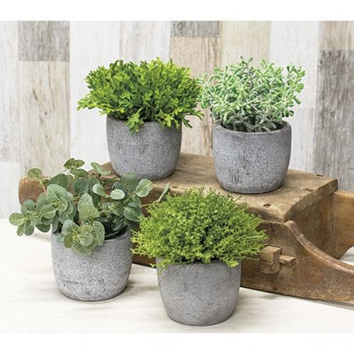 Potted Artificial Greenery 4 Asstd