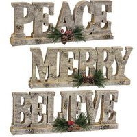 Glittered Birch Look Resin Holiday Sign 3 Asstd - The Fox Decor