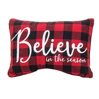 Buffalo Check Flannel Christmas Greetings Pillow 2 Asstd - The Fox Decor