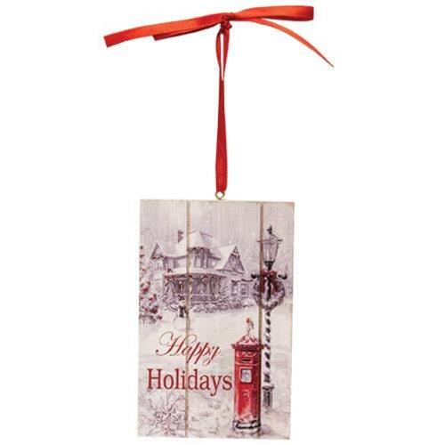 Wood Slat Holiday Ornament 4 Asstd - The Fox Decor