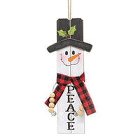 Thumbnail for Wooden Beaded Arm Winter Sentiment Hanging Snowman 4 Asstd