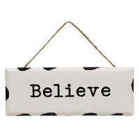 Believe Distressed Metal Sign Ornament - The Fox Decor