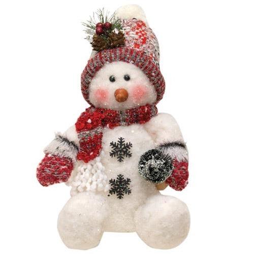 Plush Sitting Snowman 11H 3 Asstd