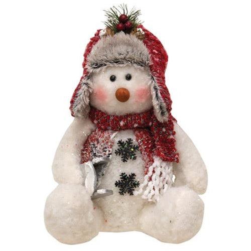 Plush Sitting Snowman 11H 3 Asstd