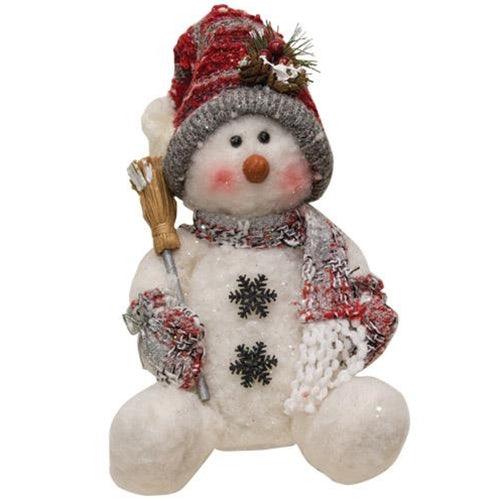 Plush Sitting Snowman 11H 3 Asstd