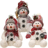 Thumbnail for Plush Sitting Snowman 11H 3 Asstd - The Fox Decor