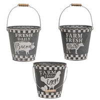 Distressed Galvanized Farm Bucket 3 Asstd - The Fox Decor