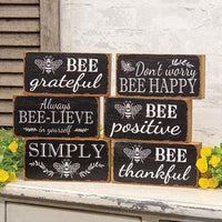 Distressed Bee Sayings Block 6 Asstd - The Fox Decor