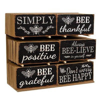 Distressed Bee Sayings Block 6 Asstd - The Fox Decor