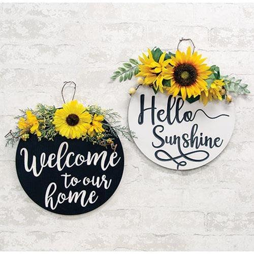 Engraved Round Floral Home Sign 2 Asstd - The Fox Decor