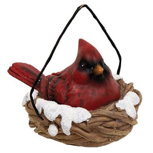 Resin Cardinal In Nest 2 Asstd - The Fox Decor