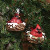 Resin Cardinal In Nest 2 Asstd - The Fox Decor