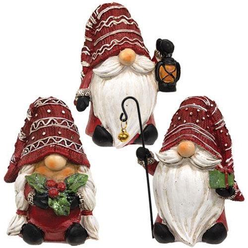 Resin Holiday Gnome Figure 3 Asstd - The Fox Decor