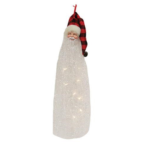 LED Tinsel Beard Santa Ornament 3 Asstd