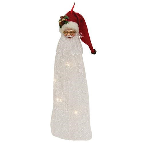LED Tinsel Beard Santa Ornament 3 Asstd