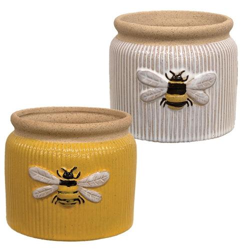Ceramic Bee Crock 2 Asstd - The Fox Decor